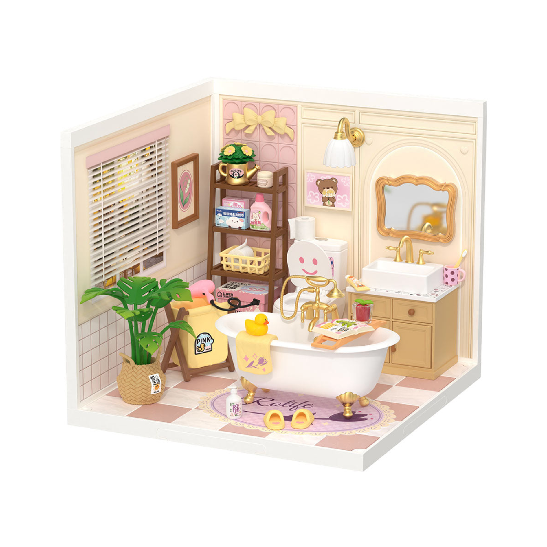 ROBOTIME Pop Bubble Bathroom DIY Miniature House - Super Creator