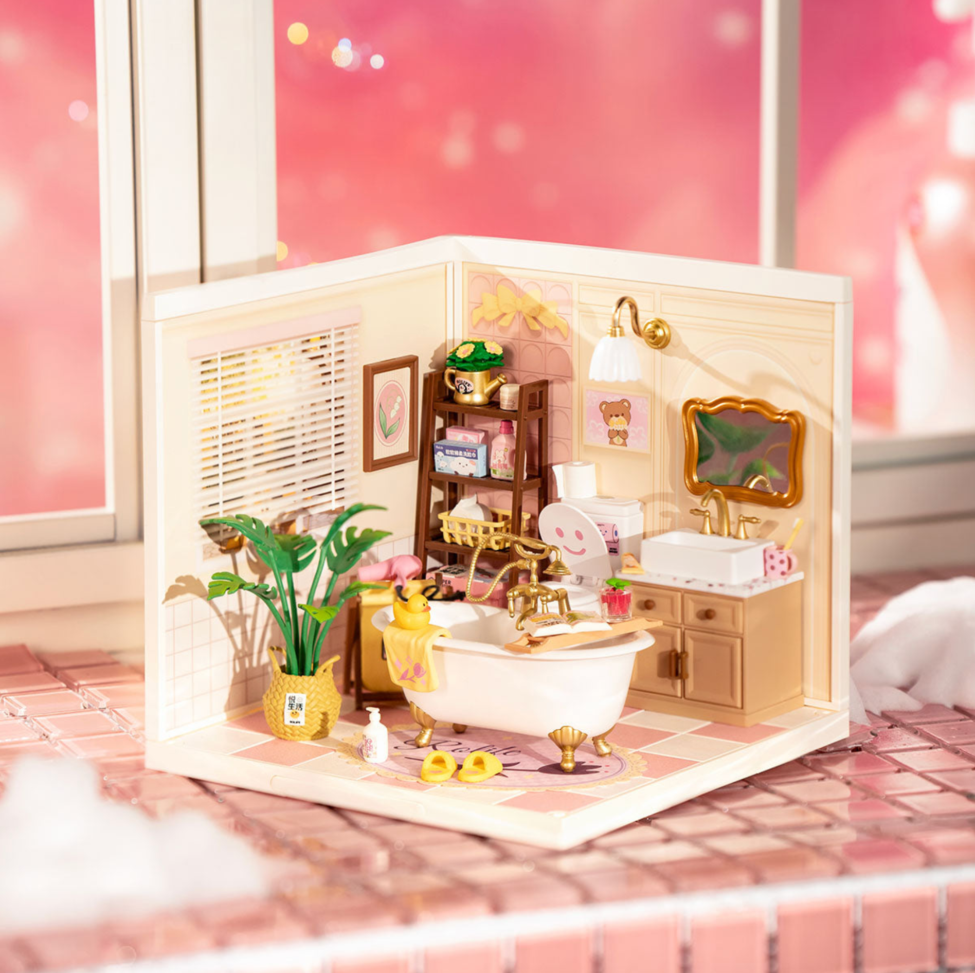 ROBOTIME Pop Bubble Bathroom DIY Miniature House - Super Creator