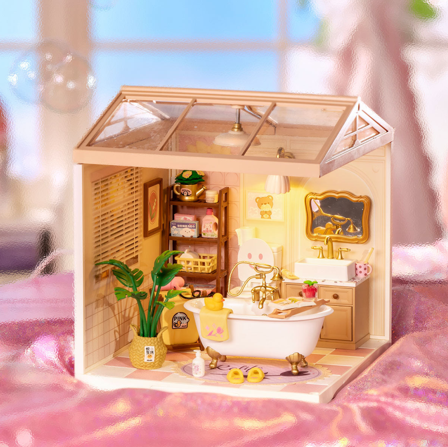 ROBOTIME Pop Bubble Bathroom DIY Miniature House - Super Creator