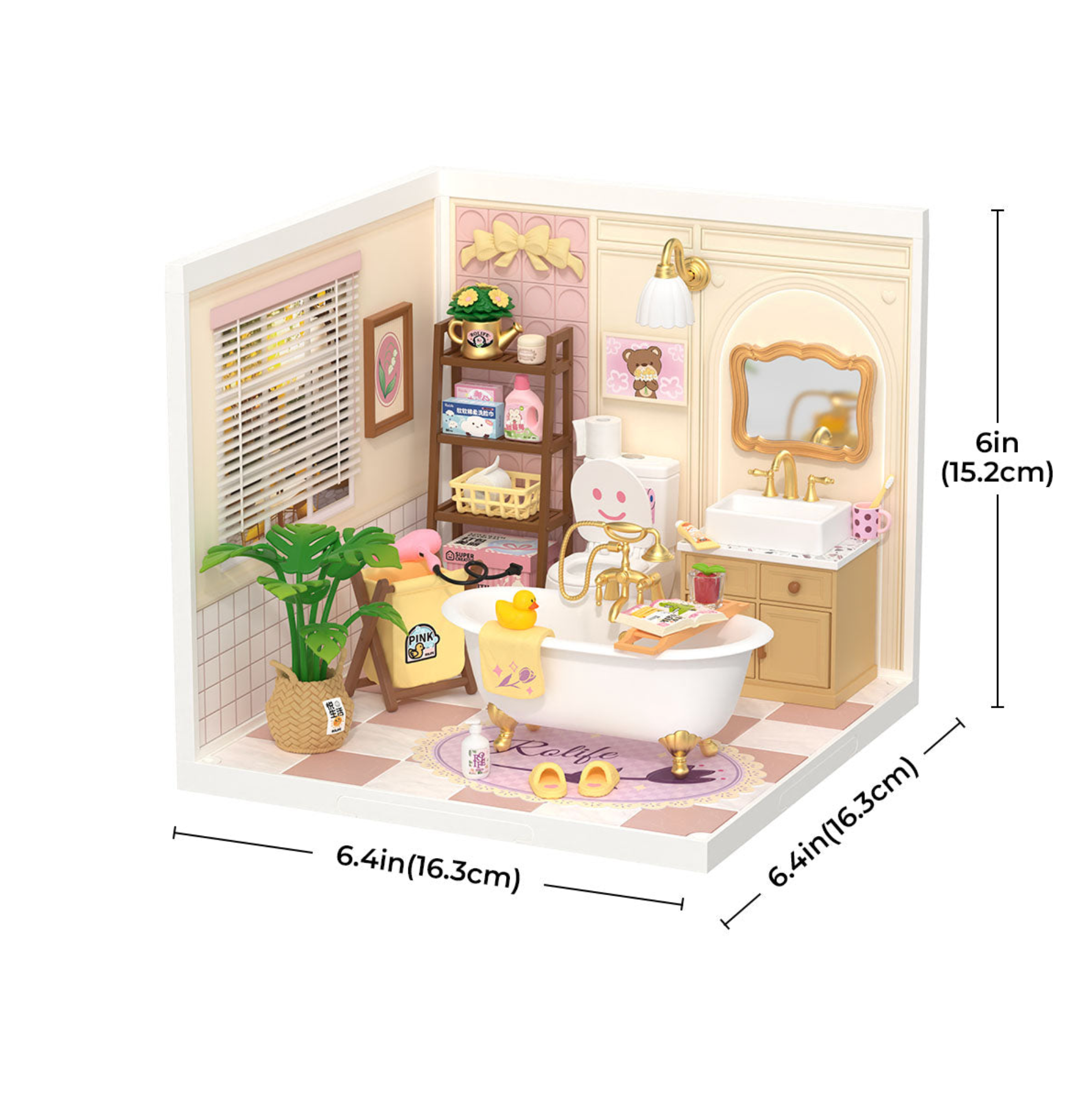 ROBOTIME Pop Bubble Bathroom DIY Miniature House - Super Creator