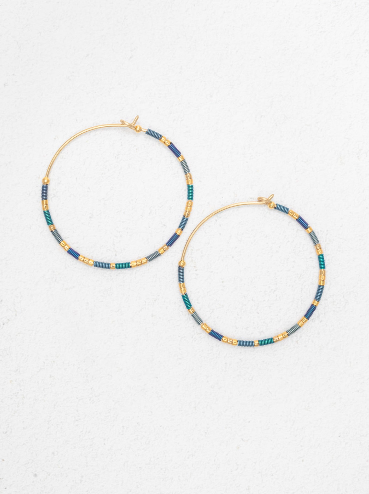 Holly Yashi Sierra Large Hoop Earrings - Blue and Gold