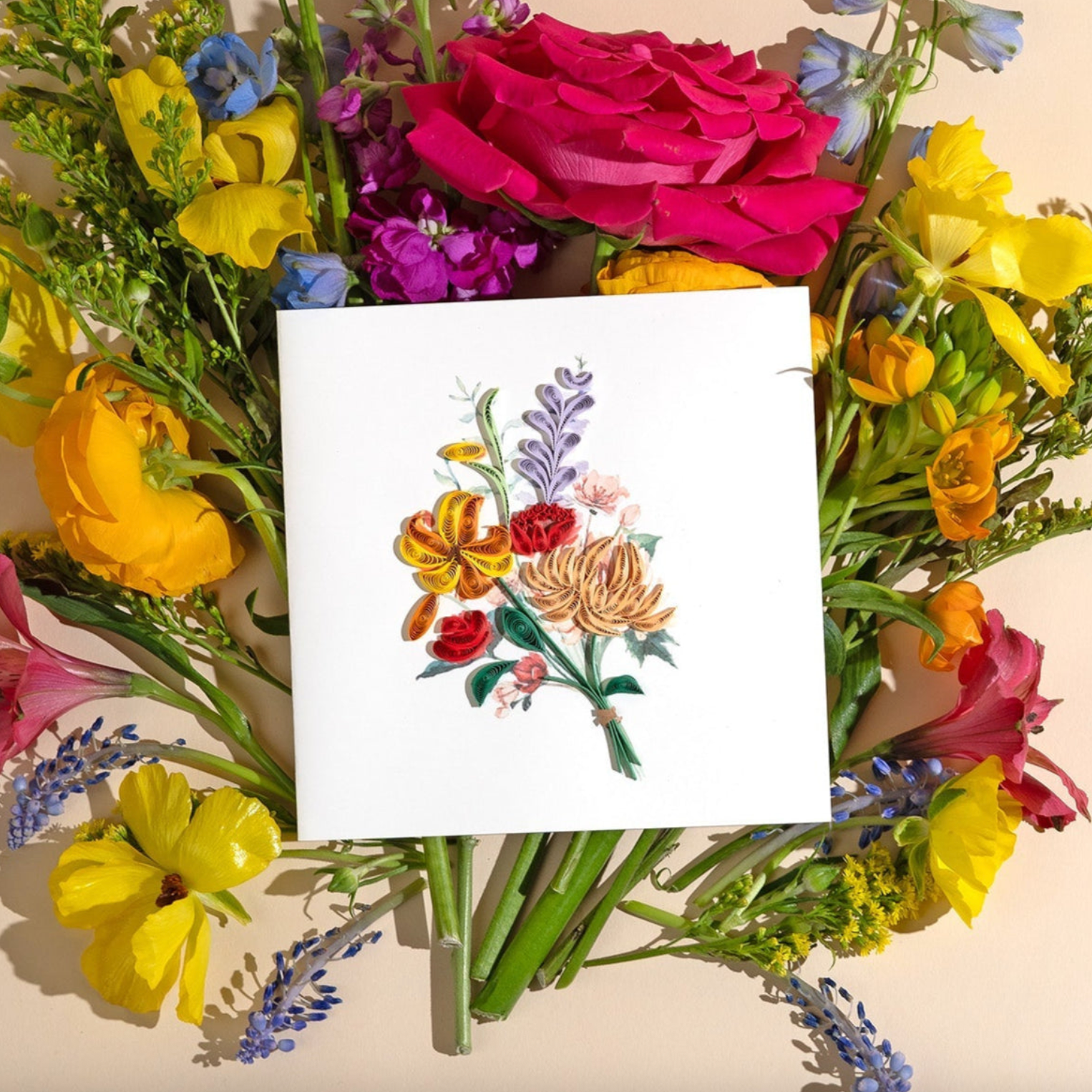 Japanese Wildflowers Blank Quilling Card