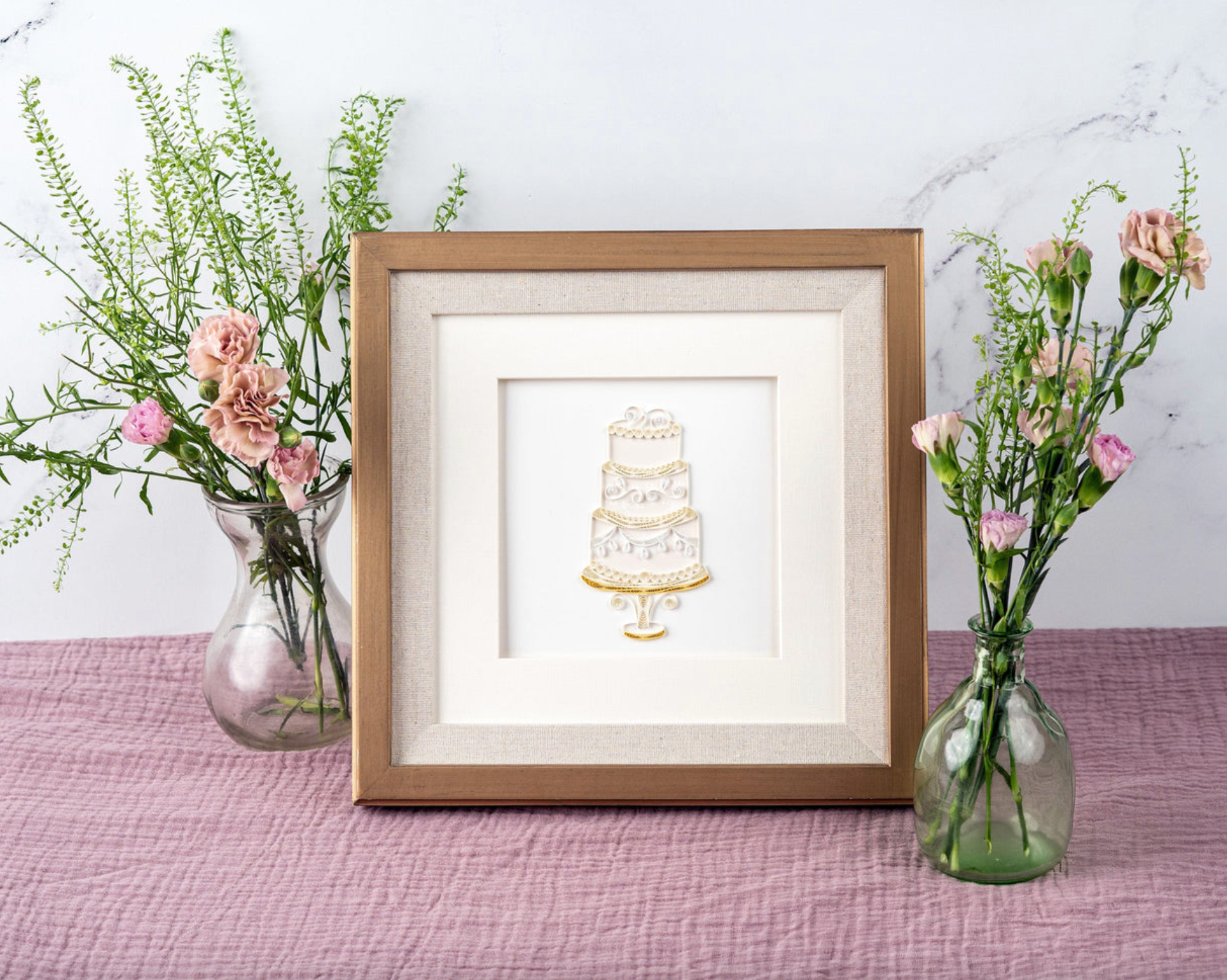 Elegant Wedding Cake Blank Quilled Greeting Card
