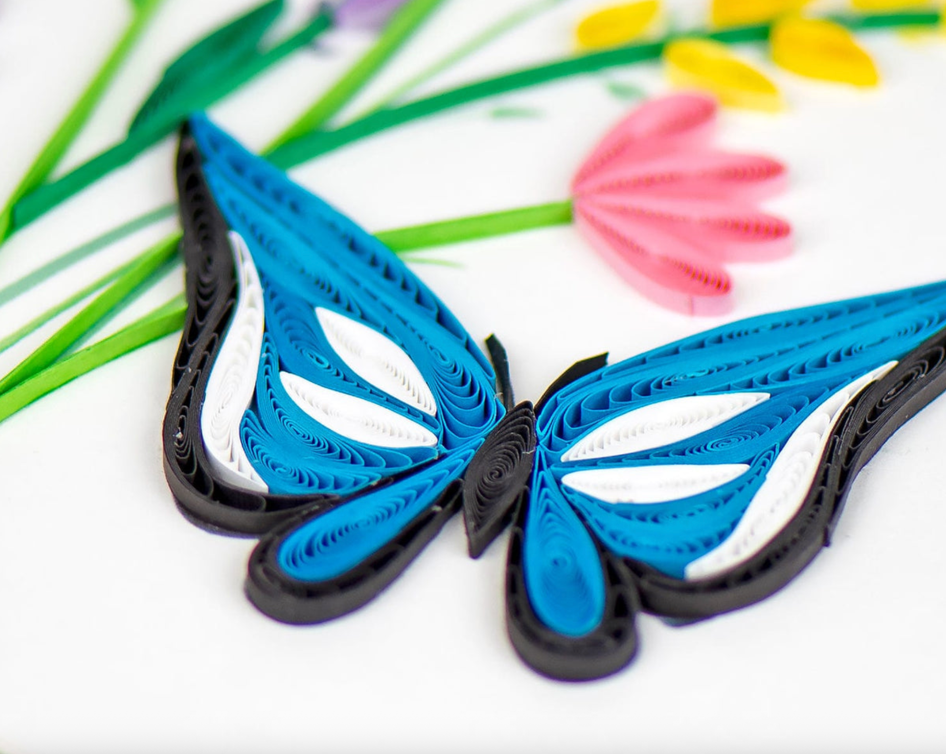 Butterfly with Wildflowers Blank Quilling Card
