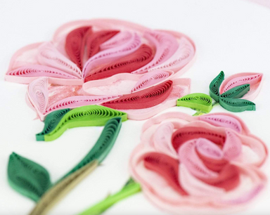 Long Stem Pink Roses Blank Quilling Card