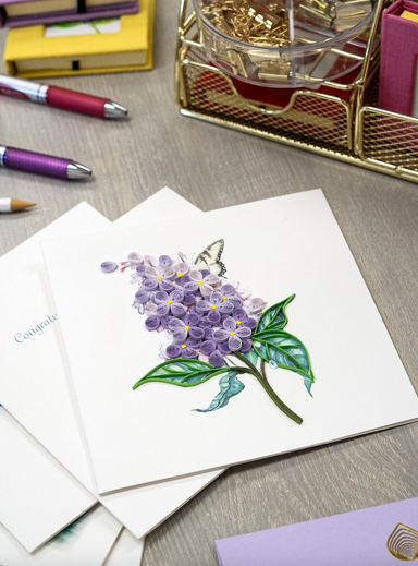 Lilac Flowers Blank Quilling Card