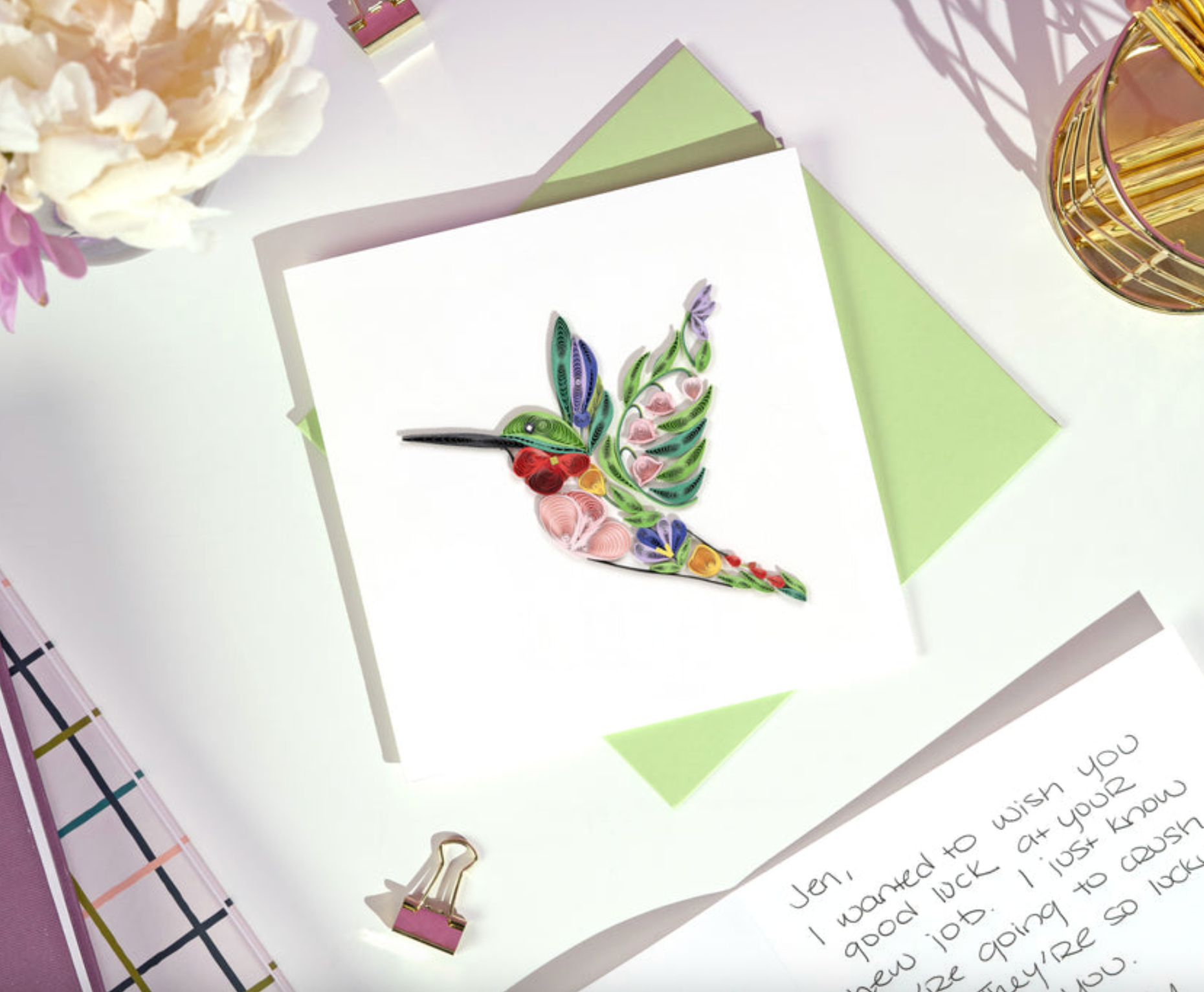 Decorative Floral Hummingbird Greeting Card