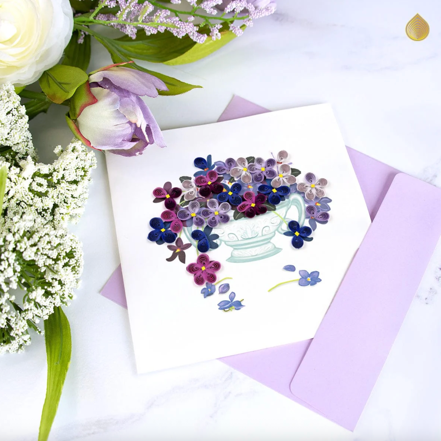 Violet Bouquet Blank Quilling Card