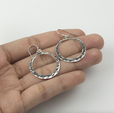 Boma Hammered Circle Sterling Silver Earrings