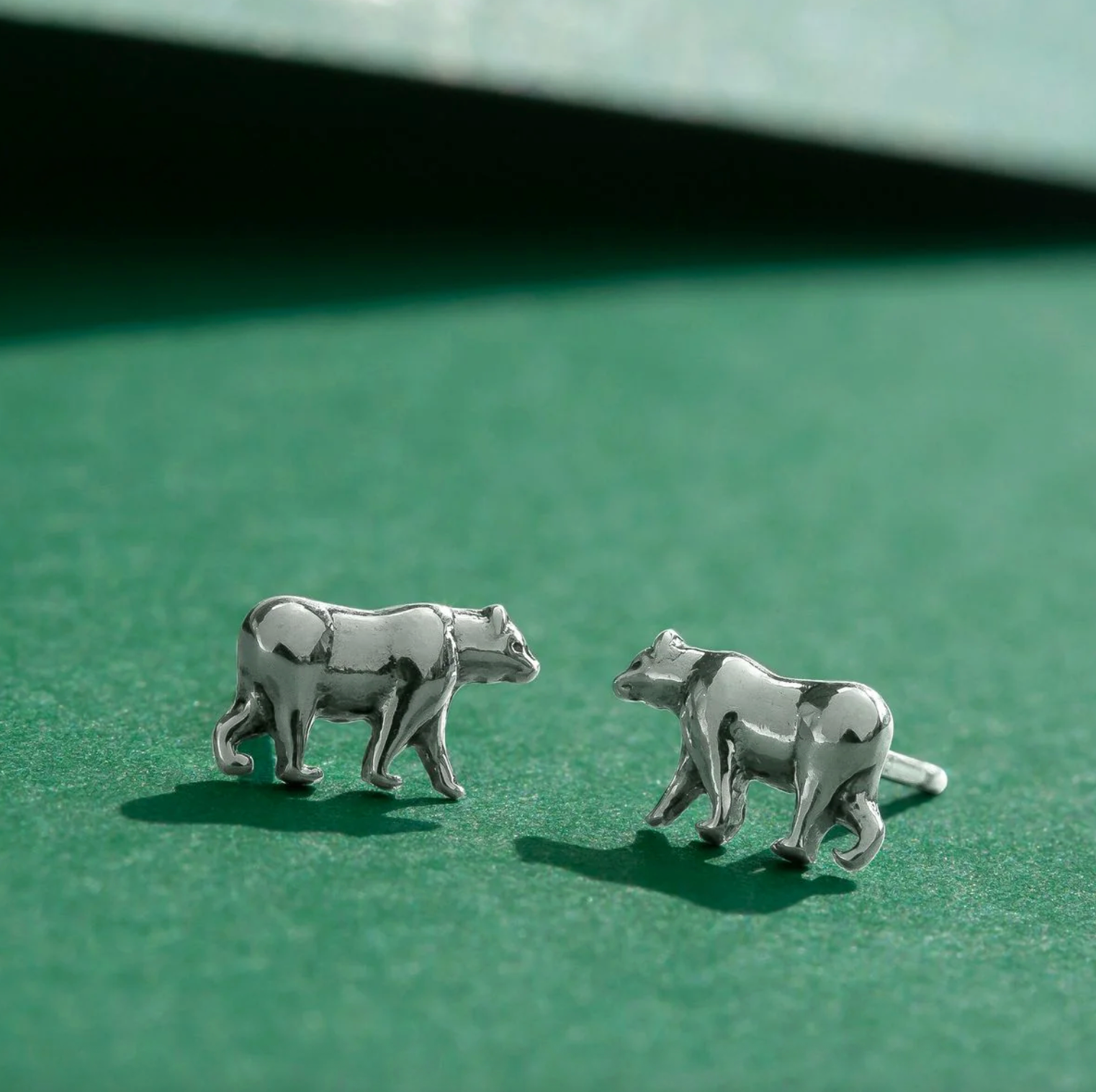 Boma California Grizzly Bear Sterling Silver Stud Earrings