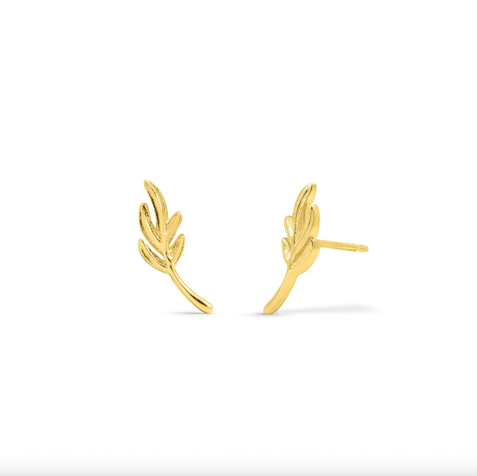 Boma Gold Little Leaf Branch Stud Earrings