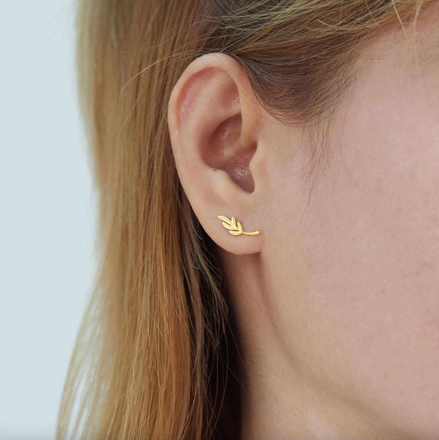 Boma Gold Little Leaf Branch Stud Earrings