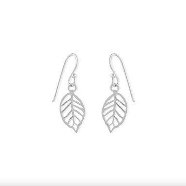 Boma Sterling Silver Leaf Outline Earrings