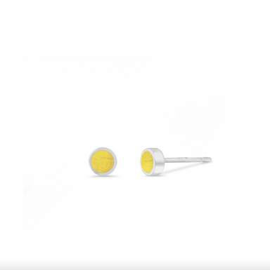 Boma Sterling Silver Post Earrings - Round Lemon Jade