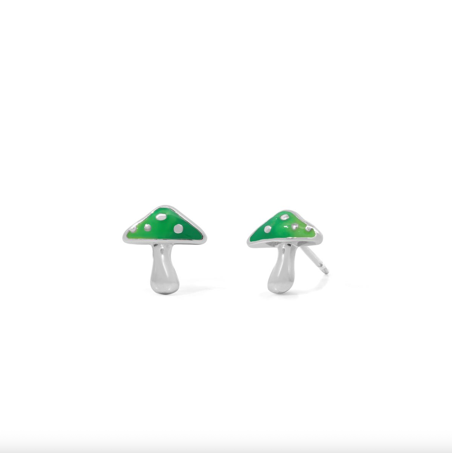 Boma Green Aura Mushroom Stud Earrings