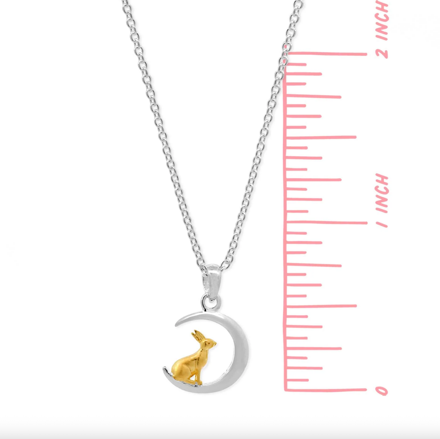 Boma Golden Rabbit and Silver Moon Necklace - 18"