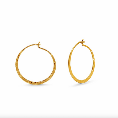 Boma Organic Texture Circle Gold Wire Hoops - Medium