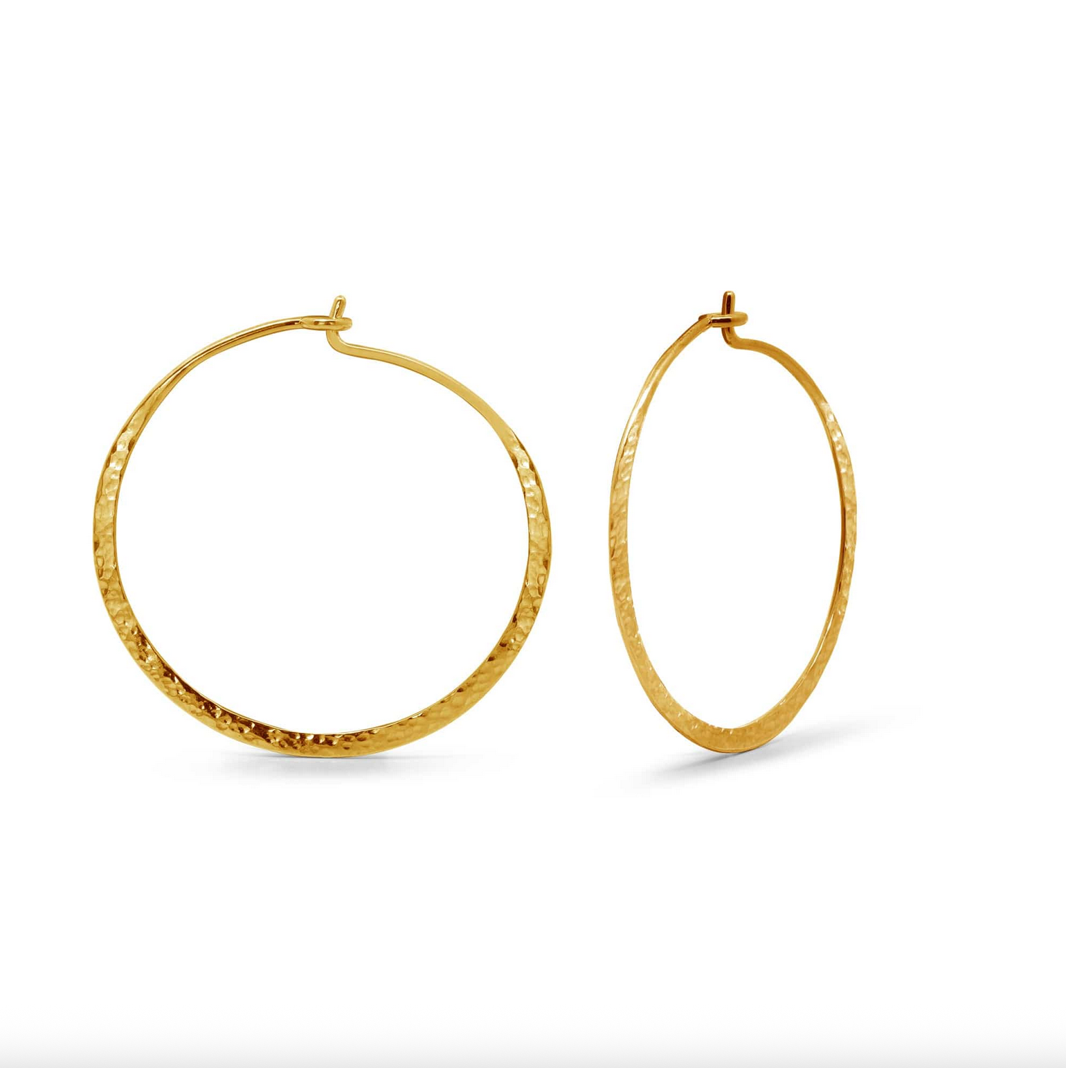 Boma Organic Texture Circle Gold Wire Hoops - Large
