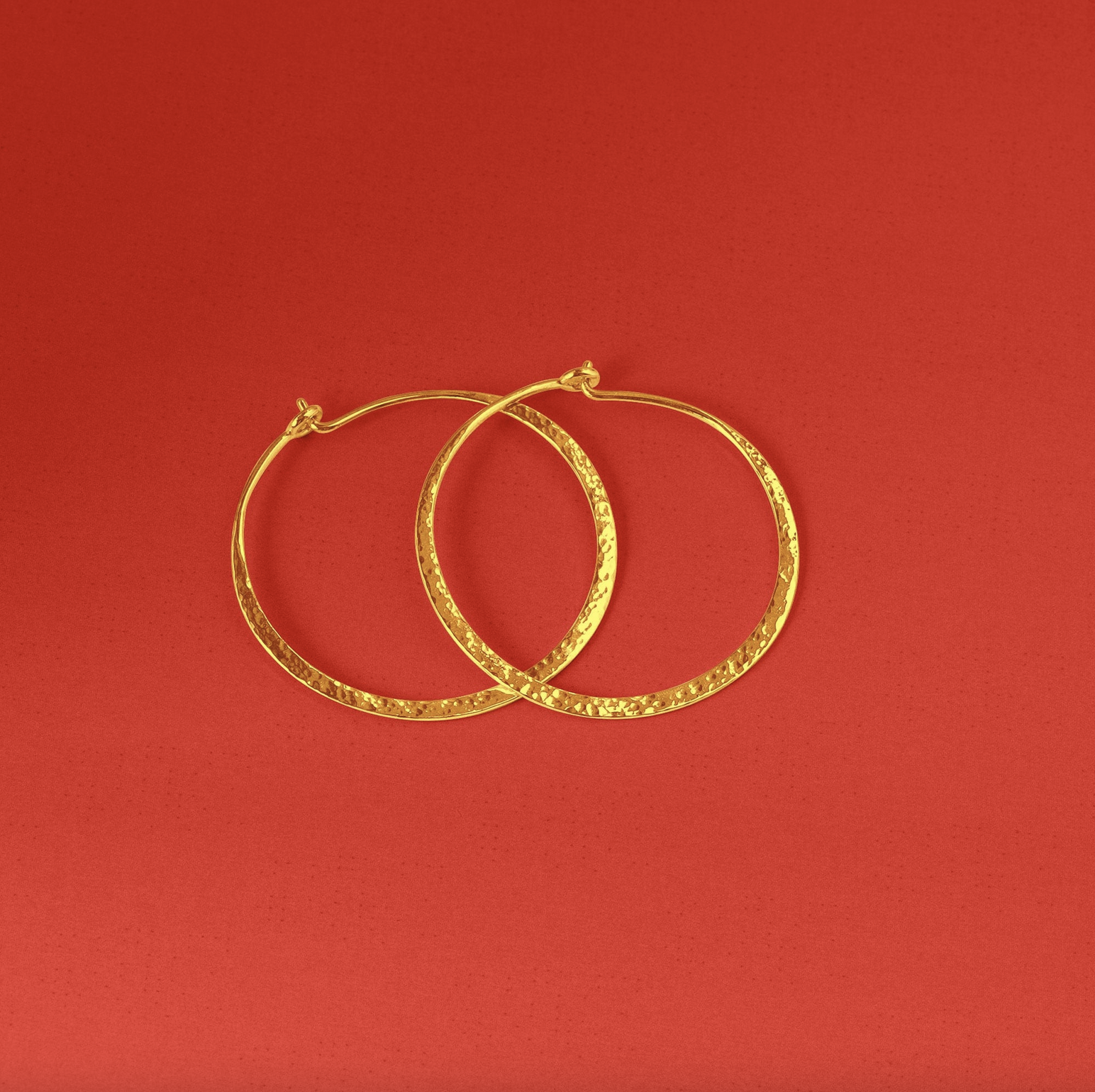 Boma Organic Texture Circle Gold Wire Hoops - Large