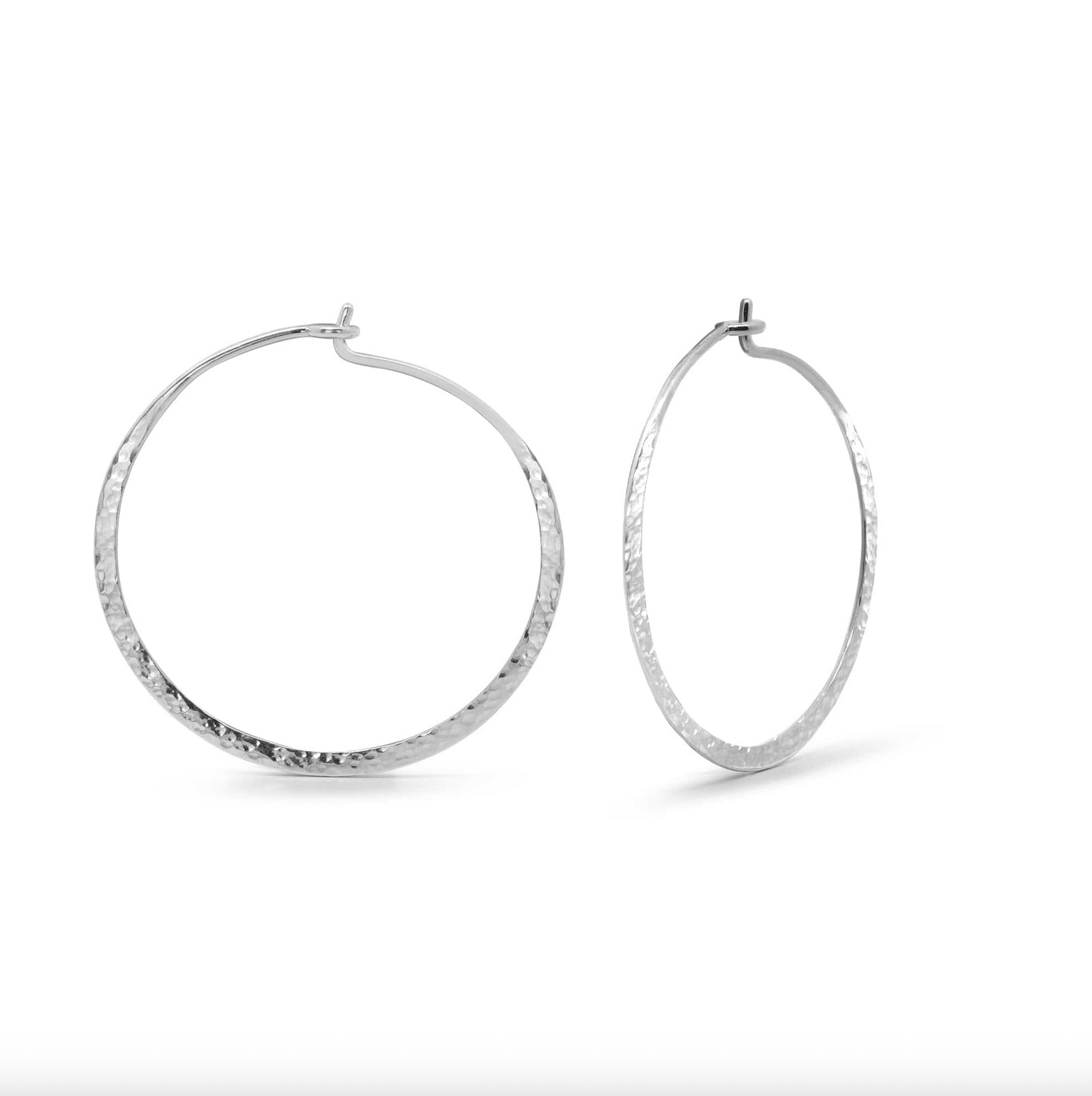Boma Organic Texture Circle Silver Wire Hoops - Large