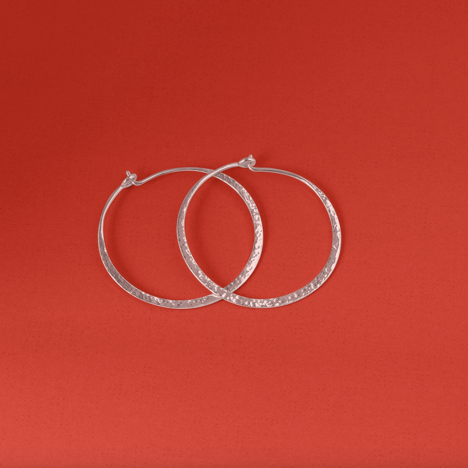 Boma Organic Texture Circle Silver Wire Hoops - Large