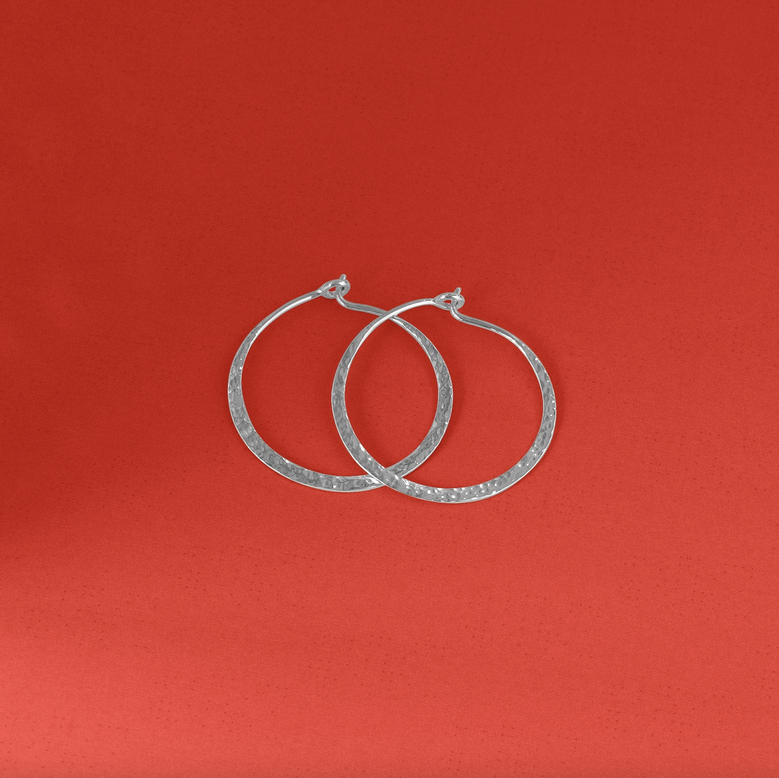 Boma Organic Texture Circle Silver Wire Hoops - Medium