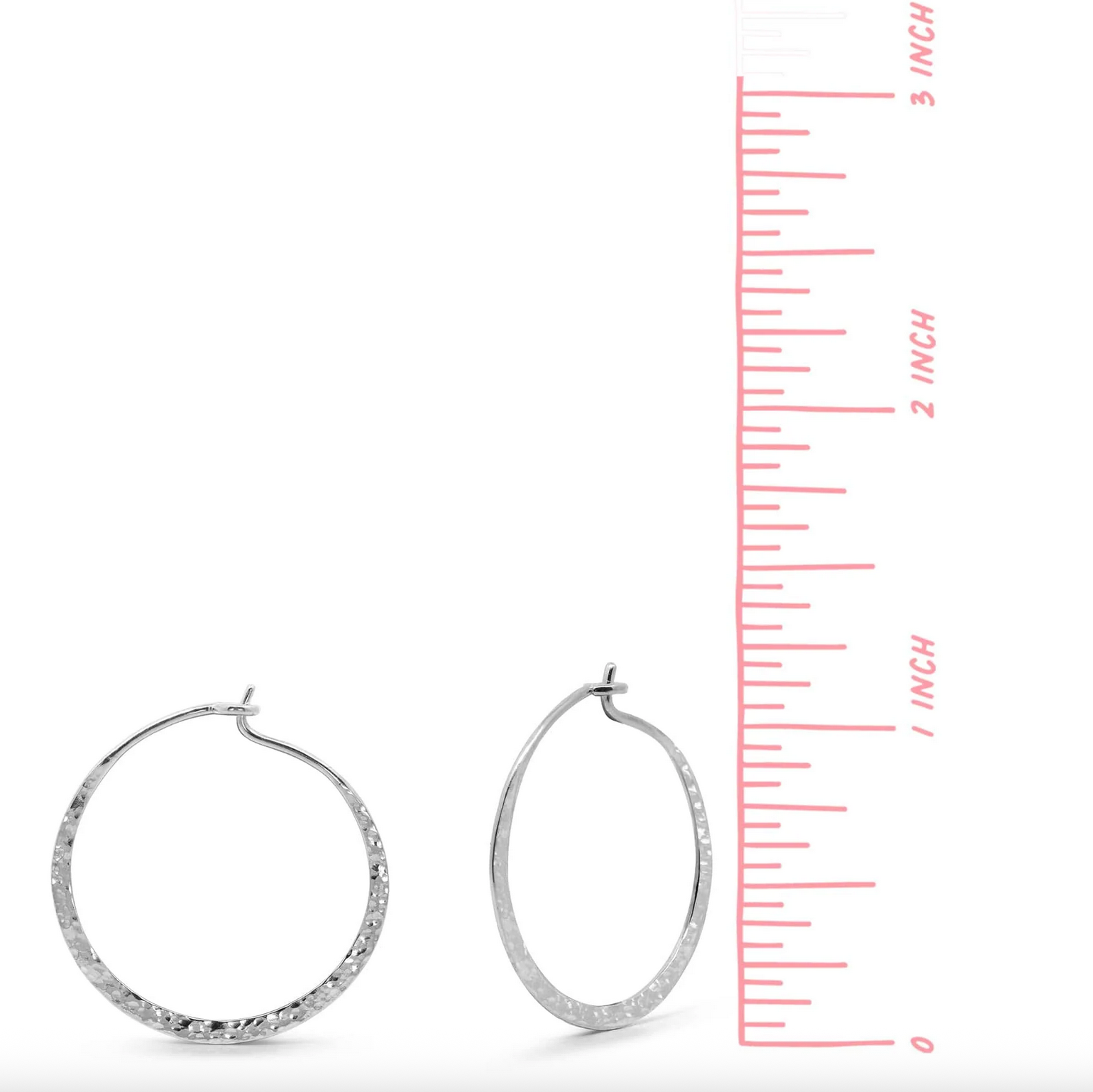Boma Organic Texture Circle Silver Wire Hoops - Medium
