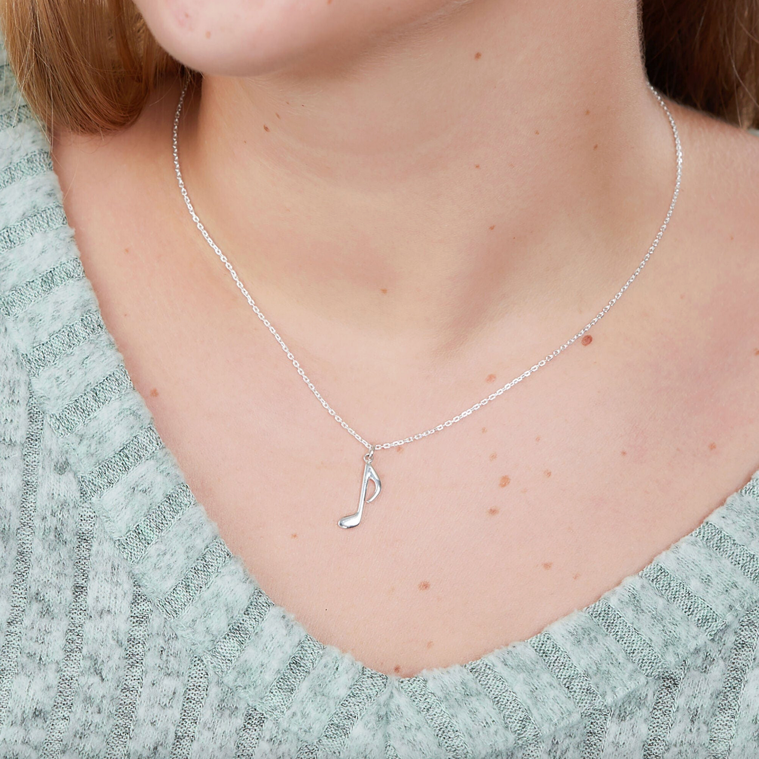 Boma Sterling Silver Eighth Note Music Necklace