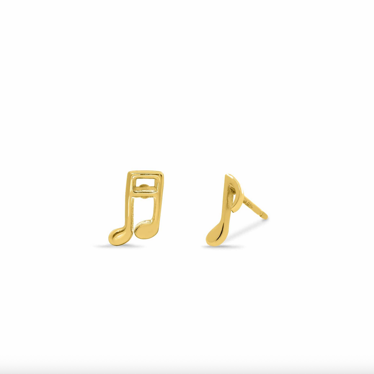 Boma Gold Treble Clef and Eighth Note Music Stud Earrings
