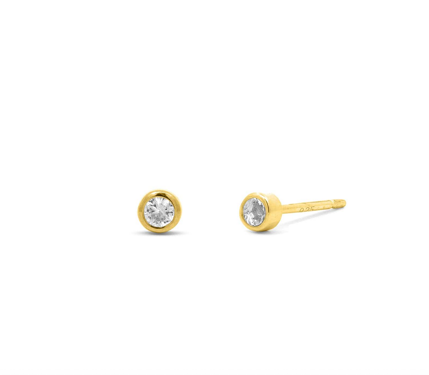 Boma Clare Mini Dot Gold Studs with White Topaz