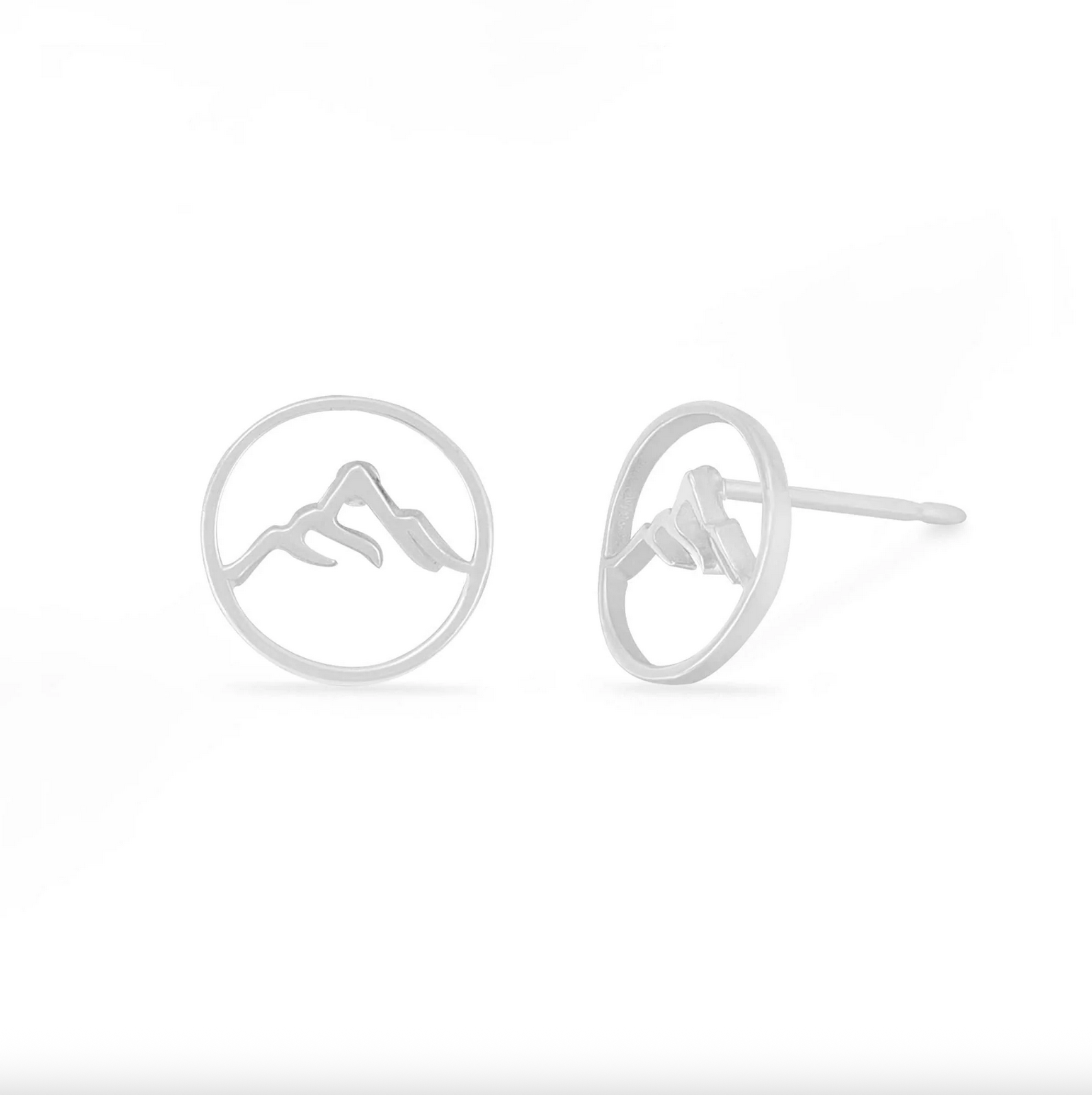 Boma Round Mountain Outline Stud Earrings - Silver