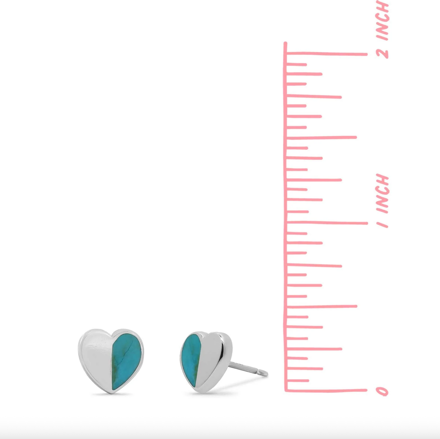 Boma Turquoise and Sterling Silver Belle Heart Stud Earrings