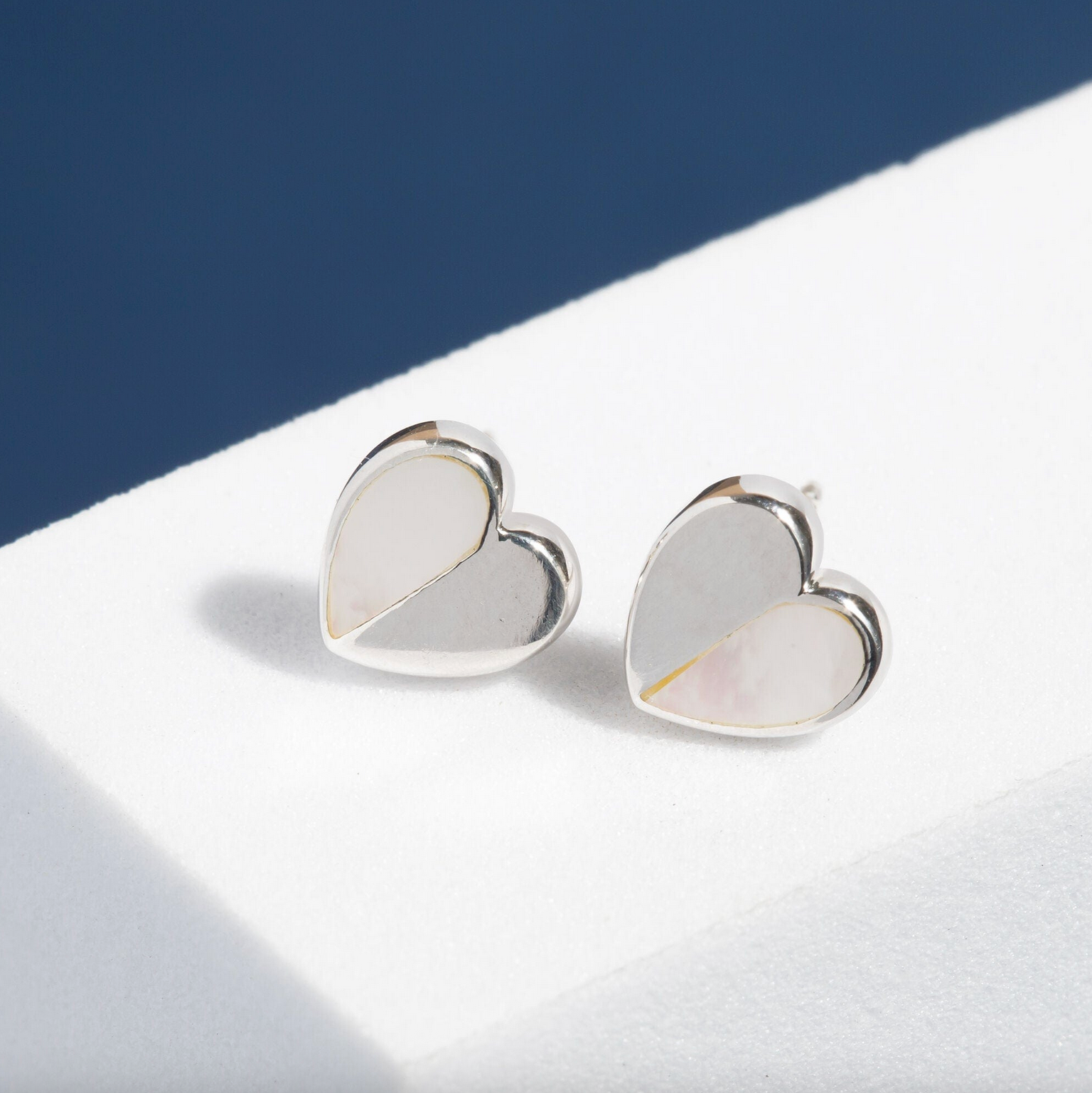 Boma Mother of Pearl Belle Heart Stud Earrings