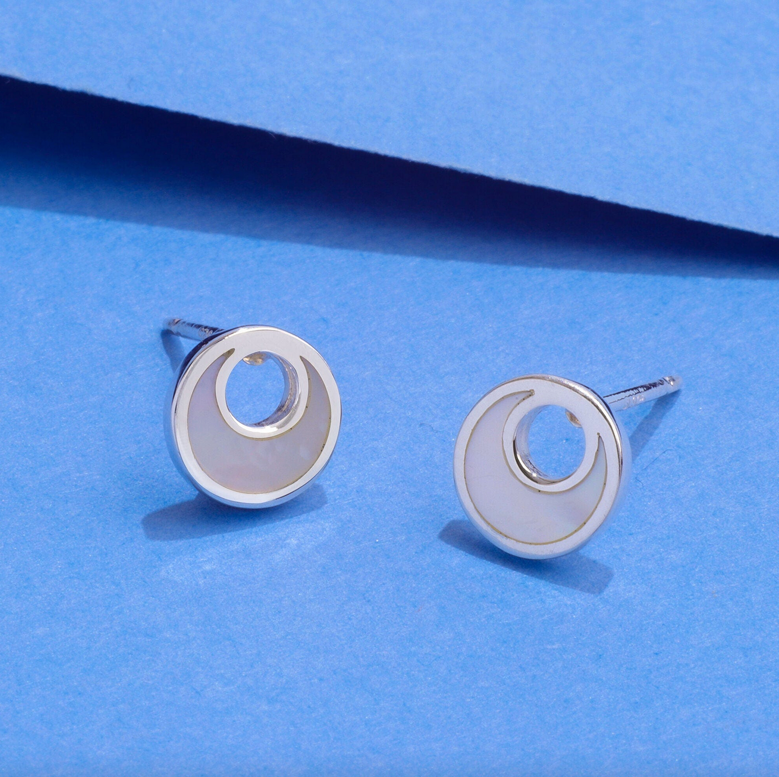 Boma Mother of Pearl Belle Open Crescent Stud Earrings