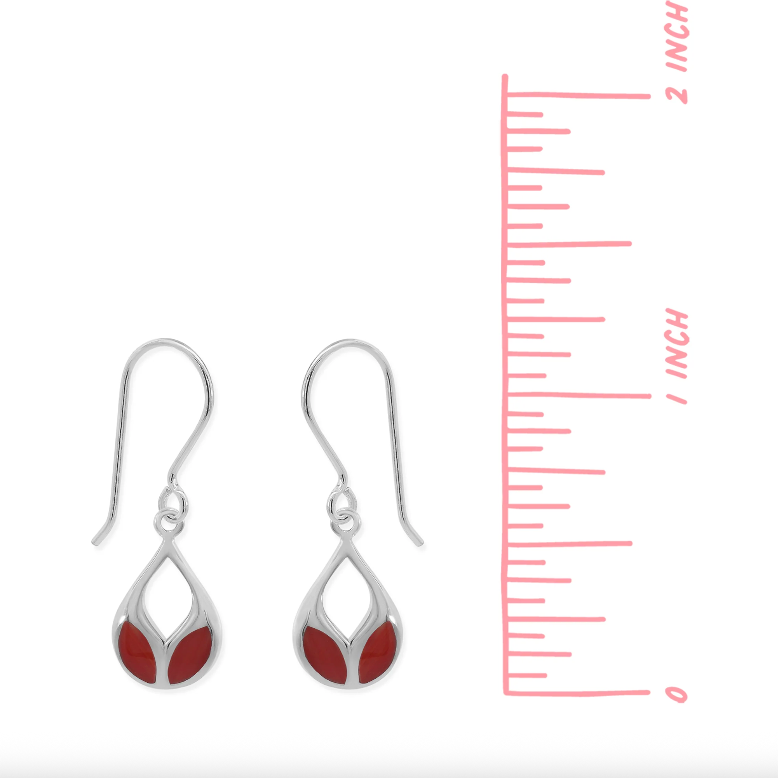 Boma Red Coral Leaf Petal Earrings