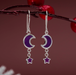 Boma Starlit Crescent Dangle Earrings with Purple Stone