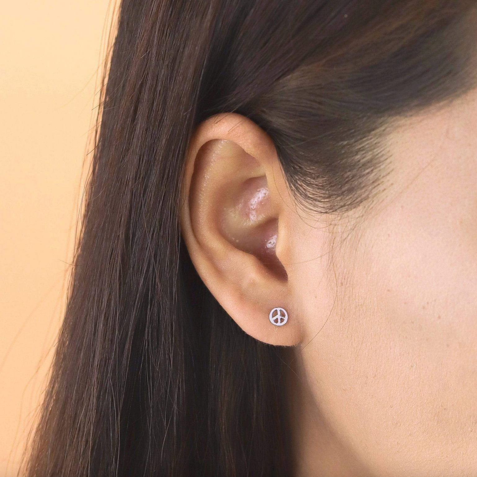 Boma Sterling Silver Peace Symbol Stud Earrings