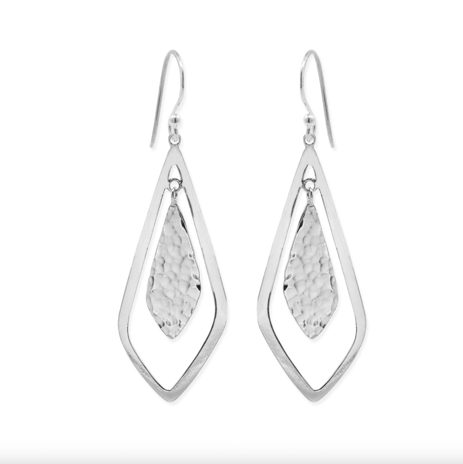 Boma Moving Kite Shaped Earrings with Textured Hammer Finish