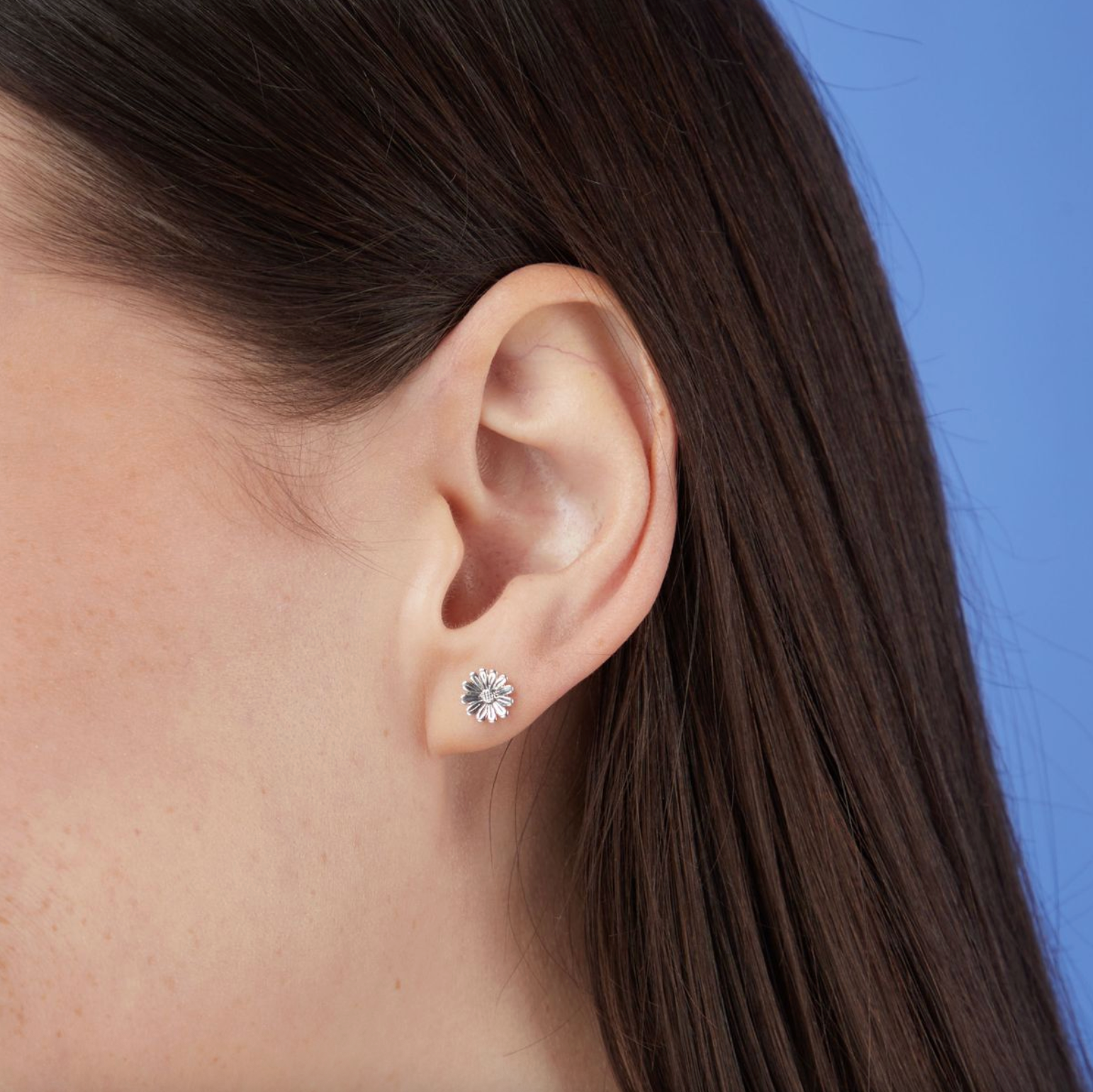 Boma Daisy Flower Stud Earrings with Oxidized Finish