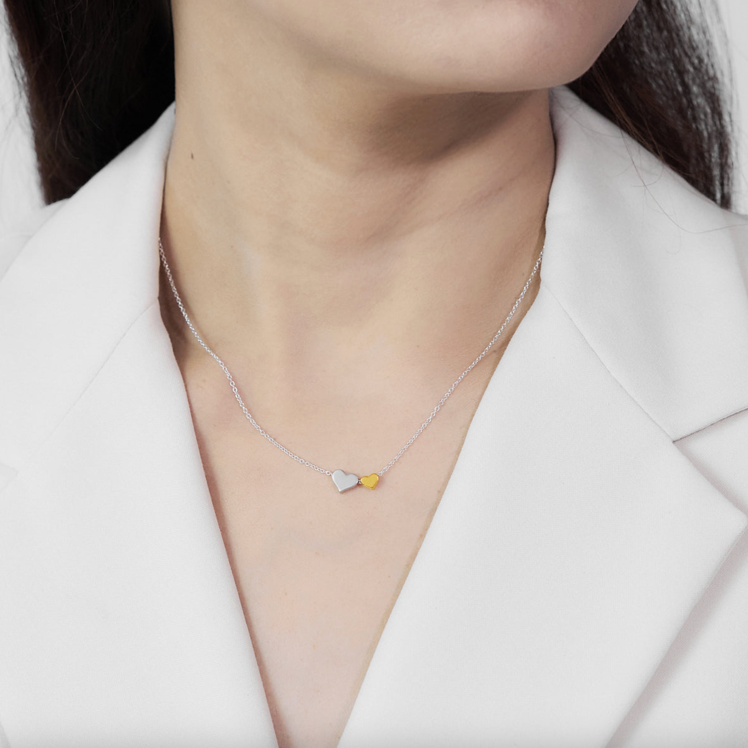 BOMA Double Hearts Necklace - Gold and Silver