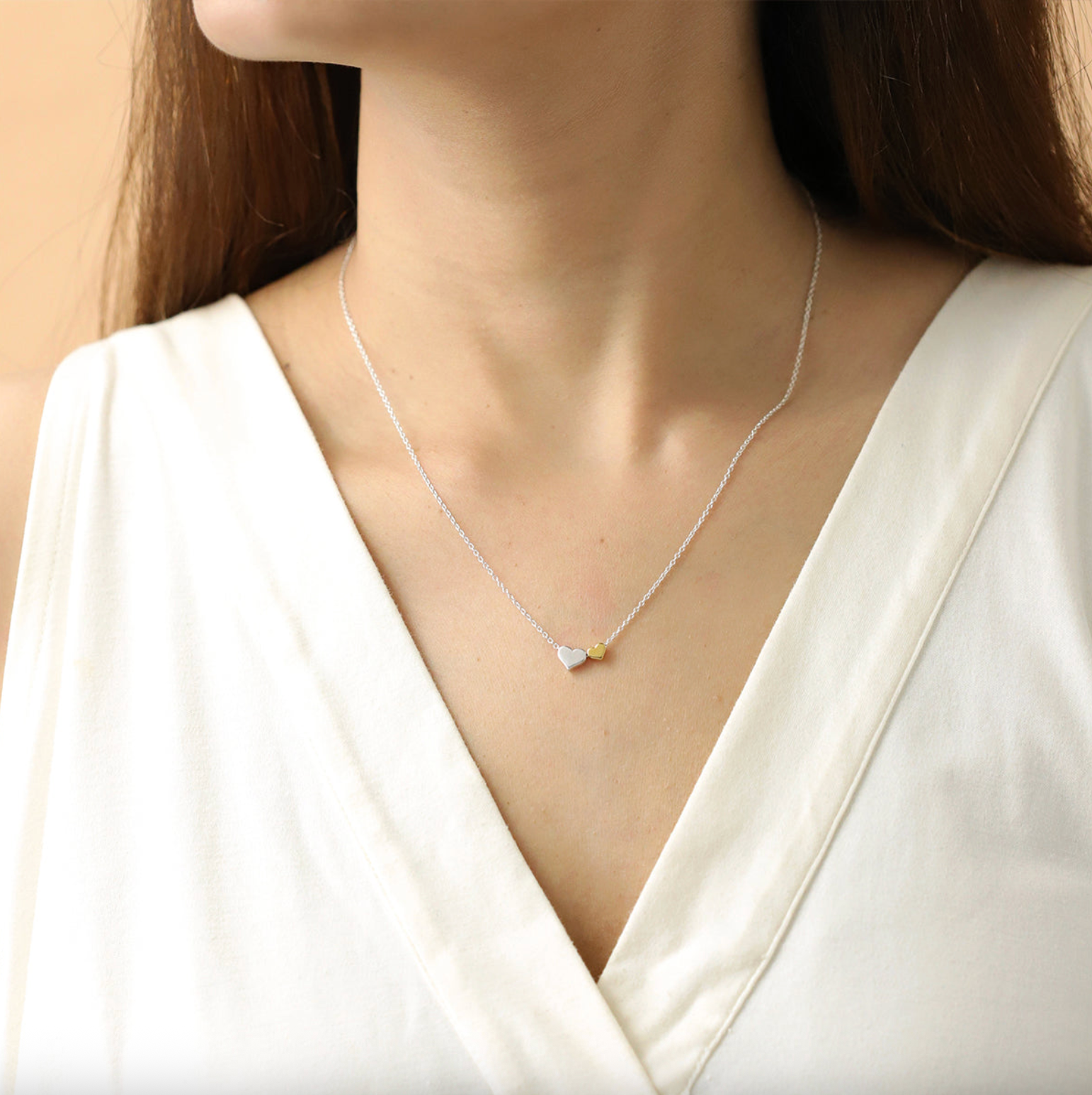 BOMA Double Hearts Necklace - Gold and Silver
