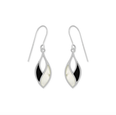 Boma Overlapped Earrings - Onyx and Mother of Pearl
