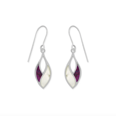 Boma Overlapped Earrings - Purple Turquoise and Mother of Pearl