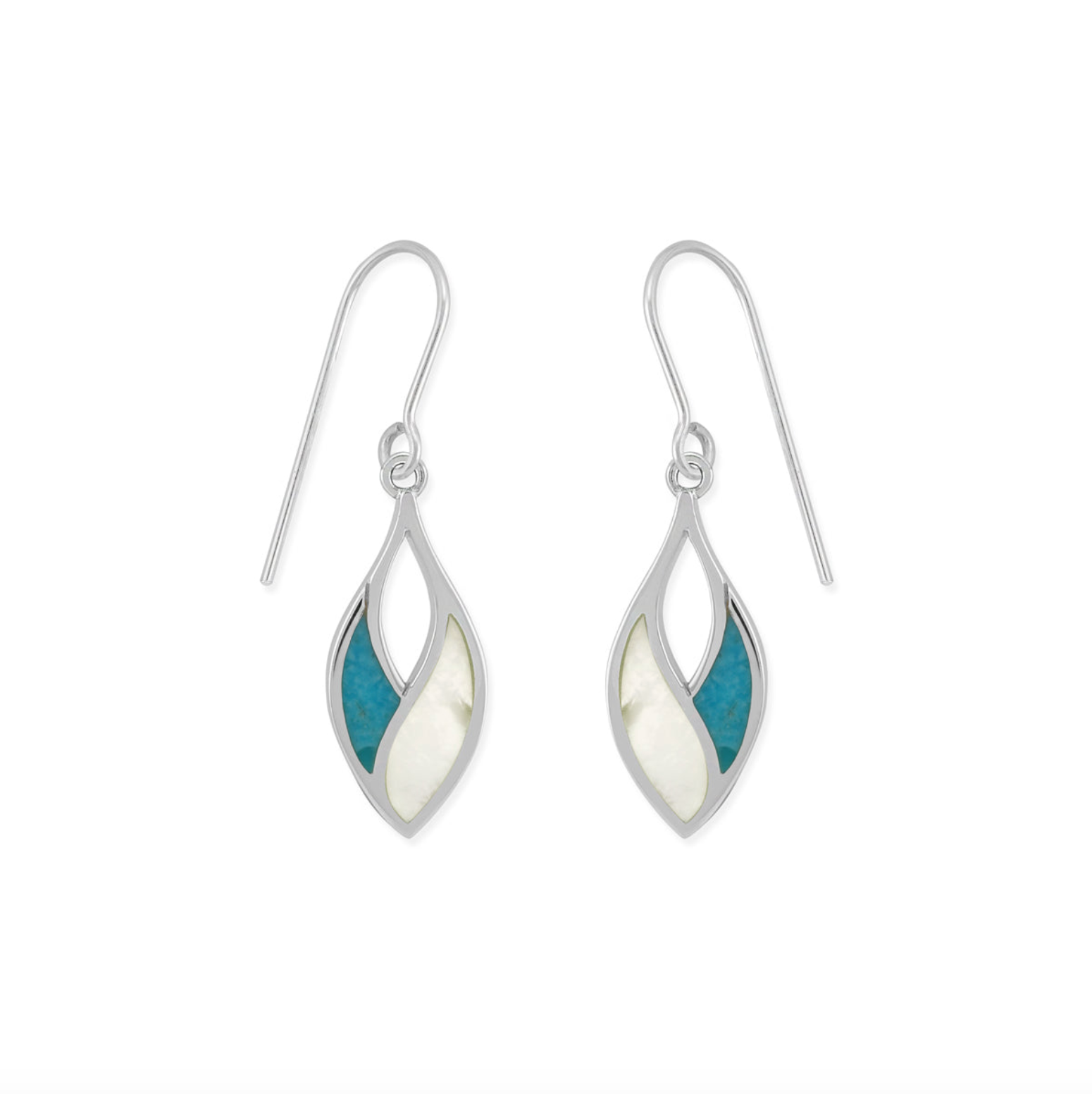 Boma Overlapped Earrings - Turquoise and Mother of Pearl
