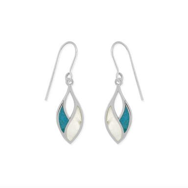 Boma Overlapped Earrings - Turquoise and Mother of Pearl