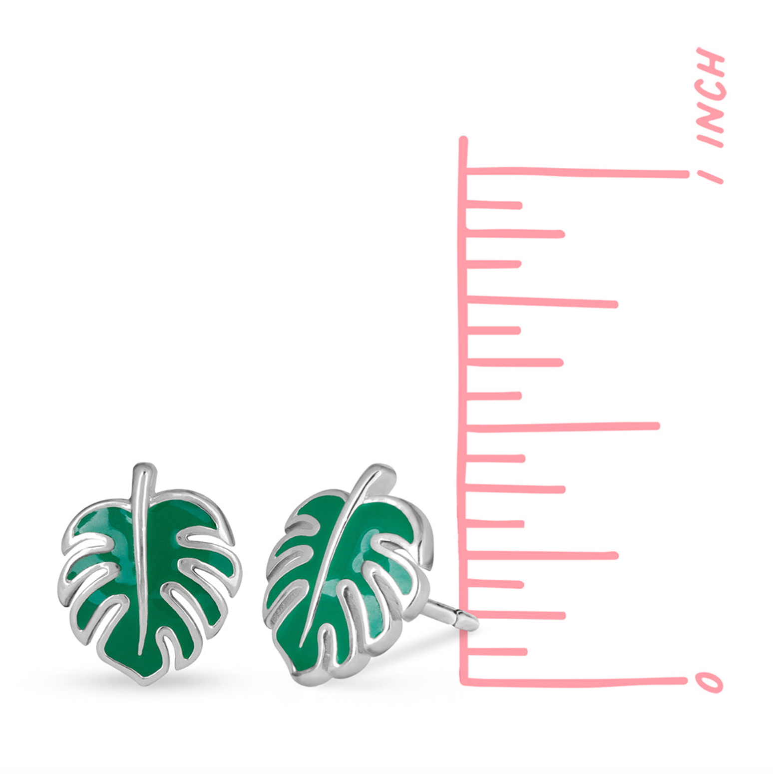 Boma Green Monstera Leaf Post Earrings