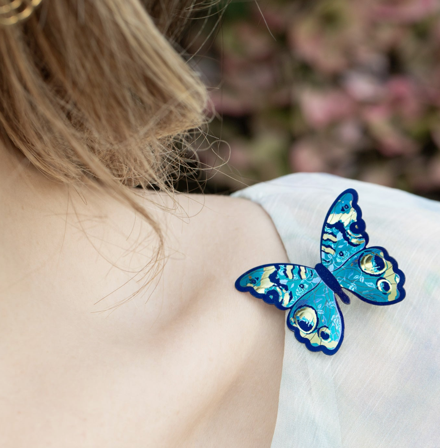 Holly Yashi Mariposa Butterfly Brooch - Blue Radiance