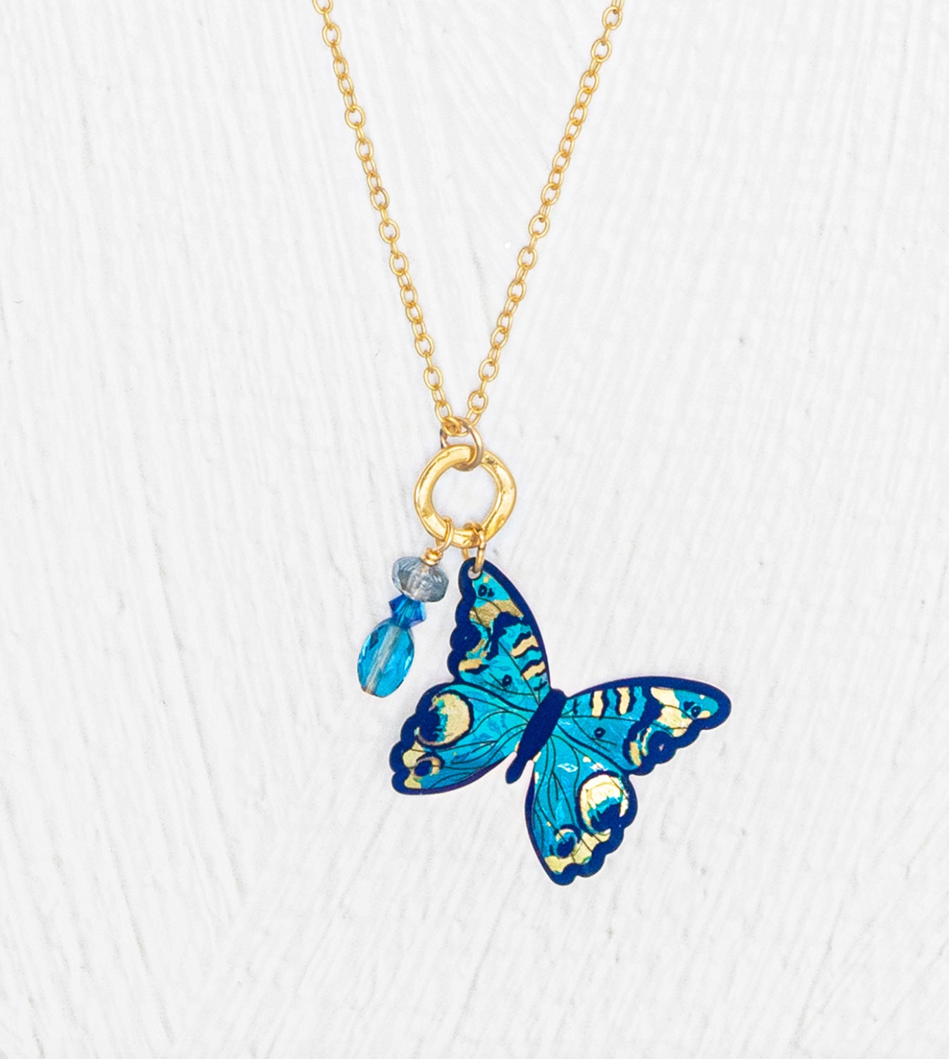 Holly Yashi Mariposa Butterfly Charm Pendant - Blue Radiance