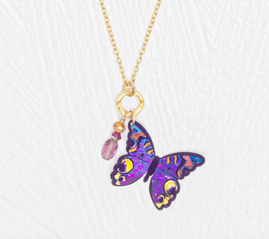 Holly Yashi Mariposa Butterfly Charm Pendant - Violet Skies