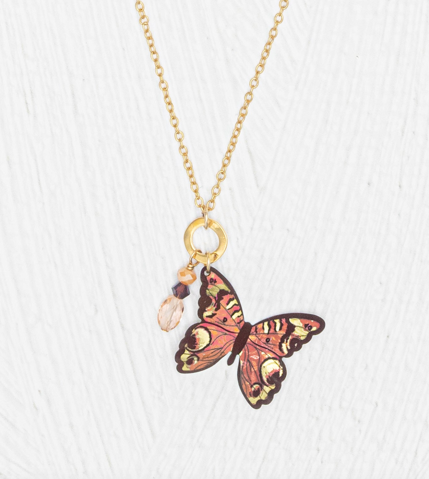 Holly Yashi Mariposa Butterfly Charm Pendant - Living Coral